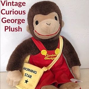 Vintage Original Curious George Plush Stuffed Stuffy Toy Overalls Collectible